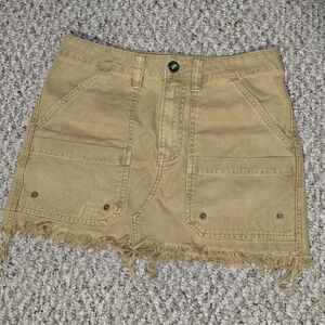 Free People Jean Skirt Brown Mini Distressed Frayed Ripped Women’s 27